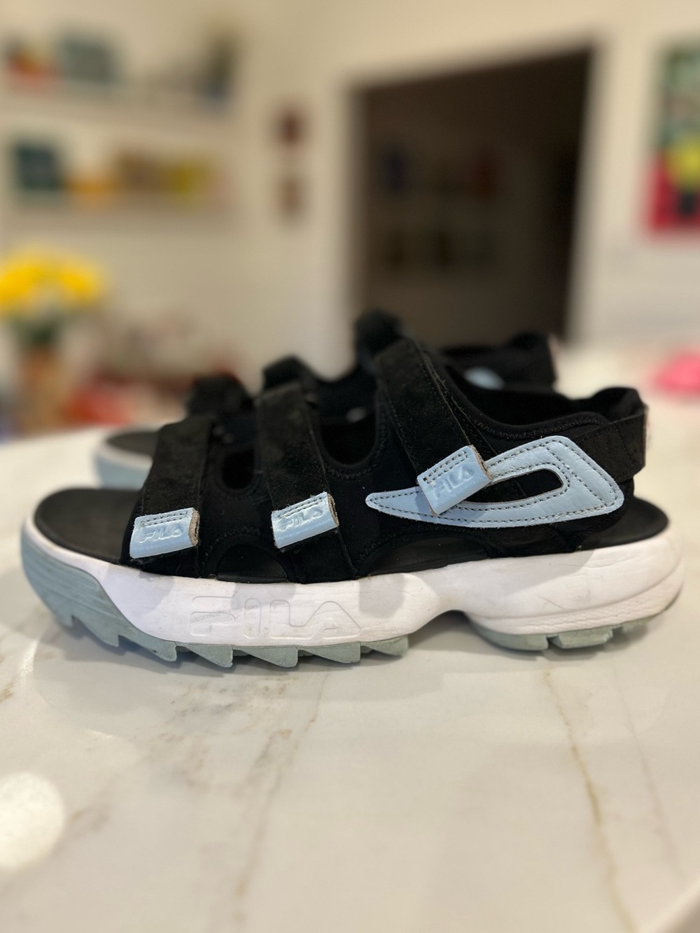Rare FILA x Barneys New York Disruptor Wedge Sandals.  Size 8